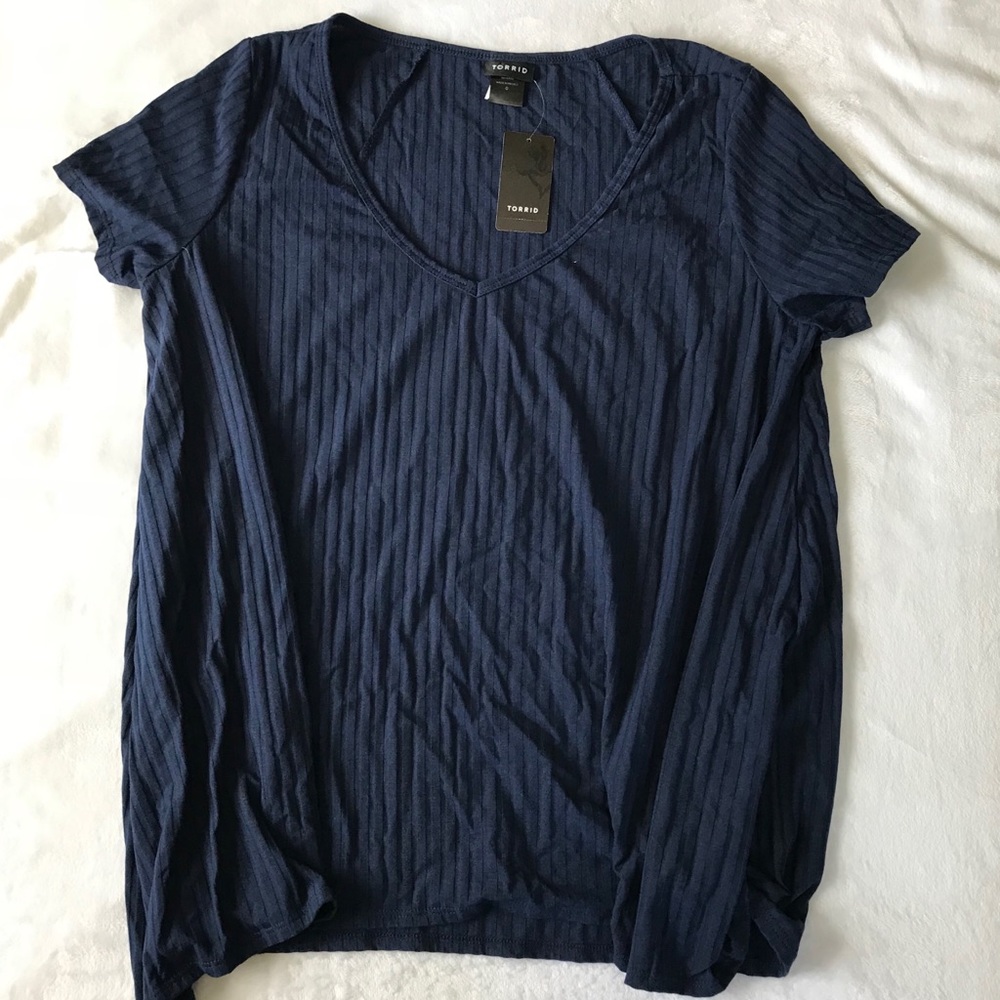 NWT Torrid Navy Blue Ribbed Swing Tee Class Blouse
